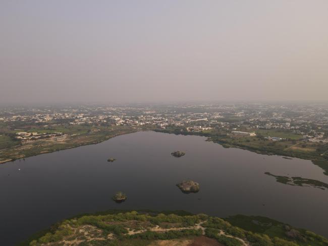 Aerial view of Nanjarayan Bird Sanctuary