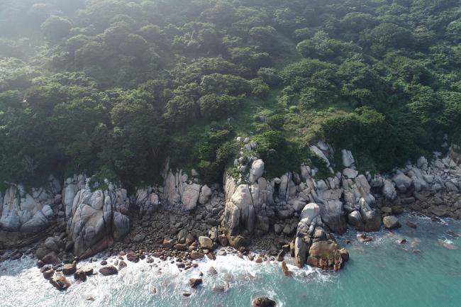 Granite exposed along the coast