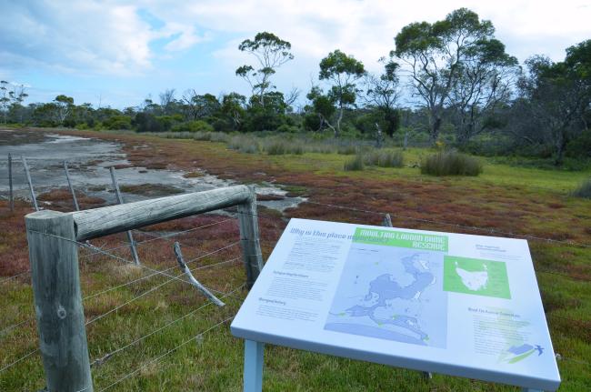 Moulting Lagoon Ramsar site Ramsar interpretive sign