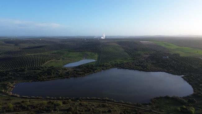 Panorámica de la laguna de Tíscar, en el municipio de Puente Genil (Córdoba), con niveles máximos de inundación