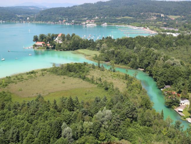 Fen, mouth of the creek, Lake Wörthersee - aerial picture