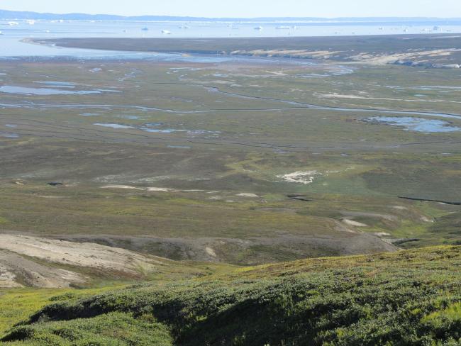 The outer reaches of the Sullorsuaq valley and the shallow bay.