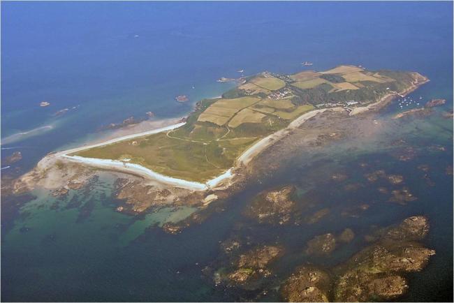 Aerial view of Herm and The Humps