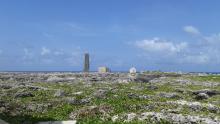 View across Sombrero Island showing Old industrial workings associated with past phosphate mining, - note the date the photo was taken is unknown, not as given