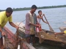 Faena de pescadores en el corregimiento de Candelaria, municipio de Chimichagua