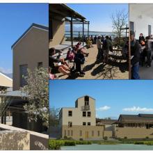 False Bay Nature Reserve Headquarters Complex (left), showing community use of the multi-purpose hall and associated courtyard (top centre and right) and Architect’s impression of the now completed Complex (bottom right).