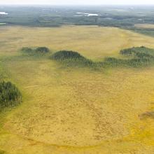 An aerial view over the Suurenaukionsuo peatland complex.