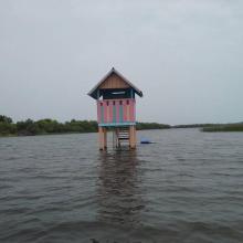 Mirador sur la portion sacrée de la lagune côtière à Ahloboe dans la commune de Ouidah