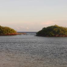 One of the islets that is part of a chain of islands in front of the coast.